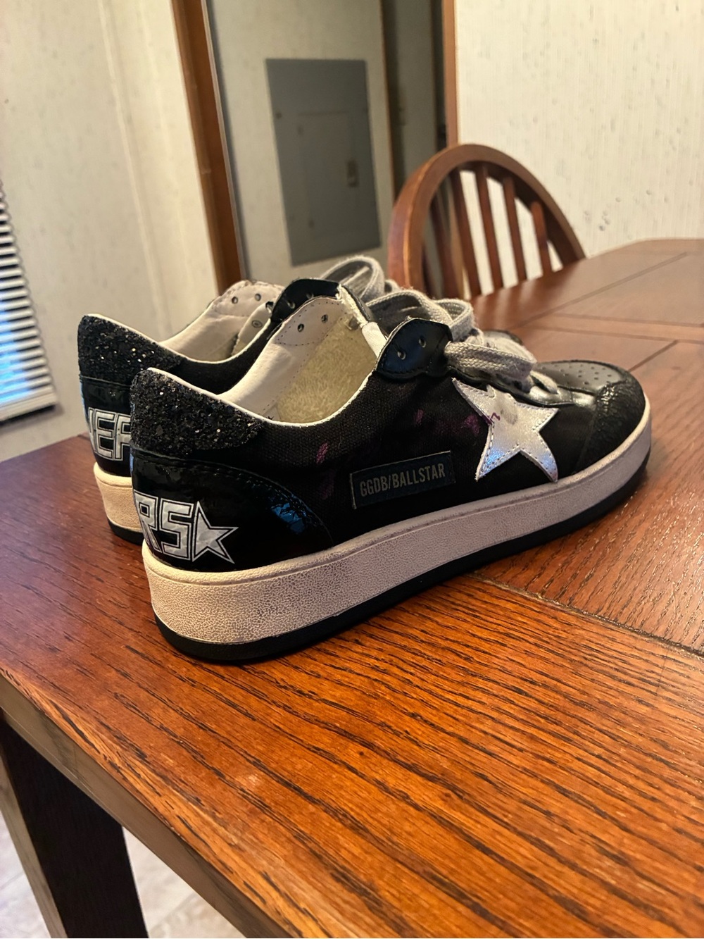 Golden Goose Style Shoes Women’s 40 Ballstar Black Canvas Cracked Upper - Picture 4 of 16